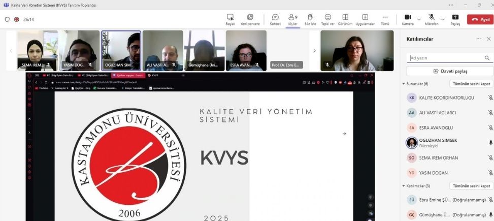 Gümüşhane Üniversitesi ile Kalite Veri Yönetim Sistemi (KVYS) Tanıtım Toplantısı Gerçekleştirildi